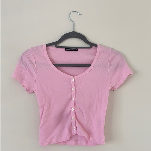 Brandy Melville Tops - cropped pink shirt